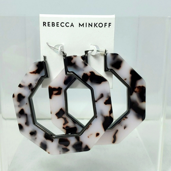 Rebecca minkoff hexagon resin hoop earrings - Picture 1 of 2